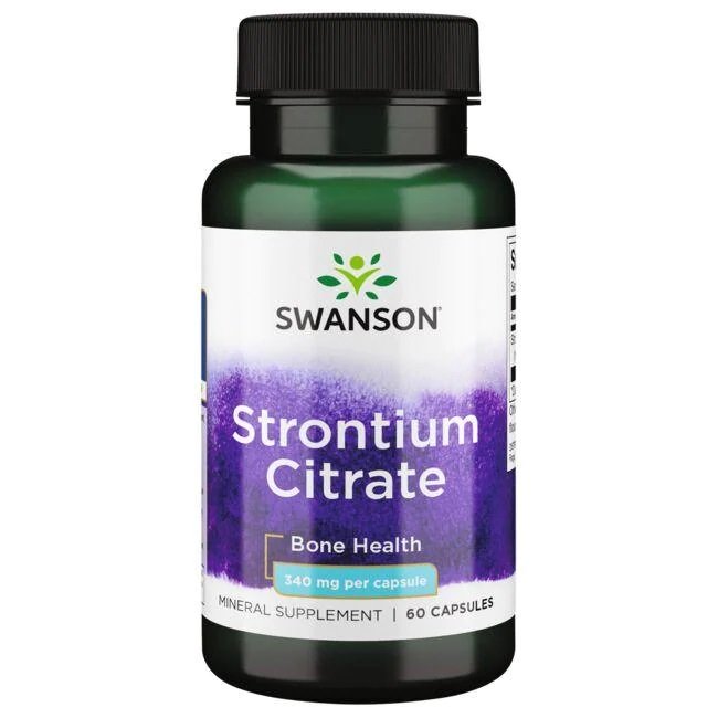 Swanson Strontium Citrate, 340mg - 60 kapsulių, maisto papildas sveikatai