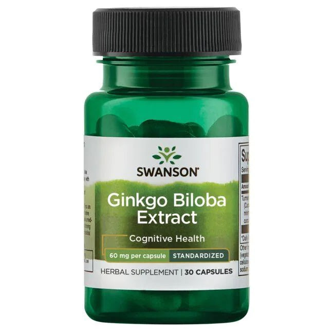 Swanson Ginkgo Biloba ekstraktas, 60mg, 30 kapsulių