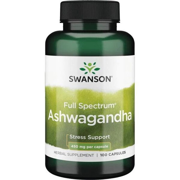 Swanson Täyden spektrin ashwagandha, 450 mg - 100 kapselia