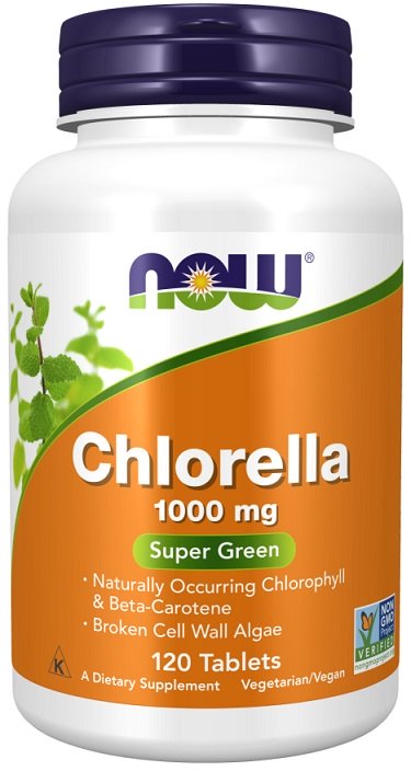 NOW Foods Chlorella, 1000mg - 120 tablečių, žaliavalgis papildas