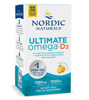 Nordic Naturals Ultimate Omega-D3 -kalaöljy, 1280 mg sitruuna - 60 kapselia