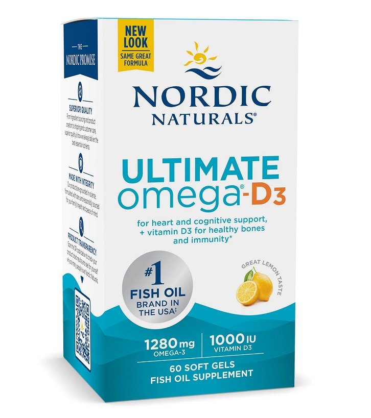 Nordic Naturals Ultimate Omega-D3 -kalaöljy, 1280 mg sitruuna - 60 kapselia