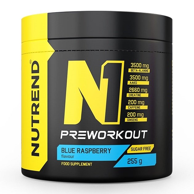 Nutrend N1 Pre-Workout, Blue Raspberry - 255 g maisto papildas