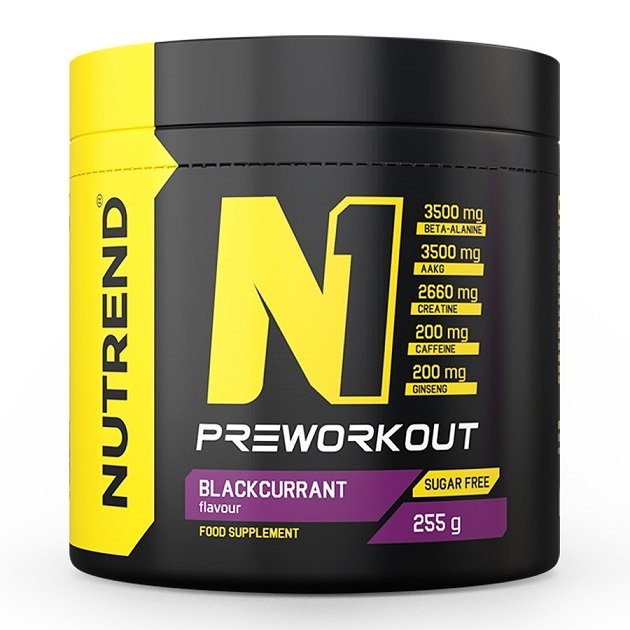 Nutrend N1 Pre-Workout, Blackcurrant - 255 g maisto papildas