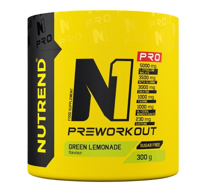 Nutrend N1 Pro Pre-Workout, Green Lemonade - 300 g maisto papildas