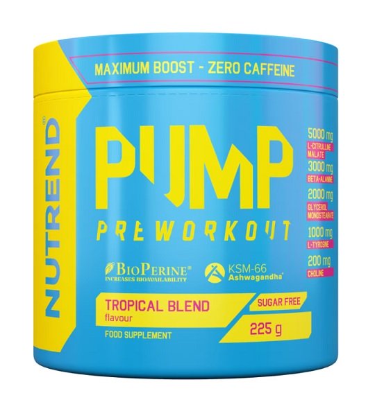Nutrend Pump Pre-Workout, Tropical Blend - 225 g maisto papildas