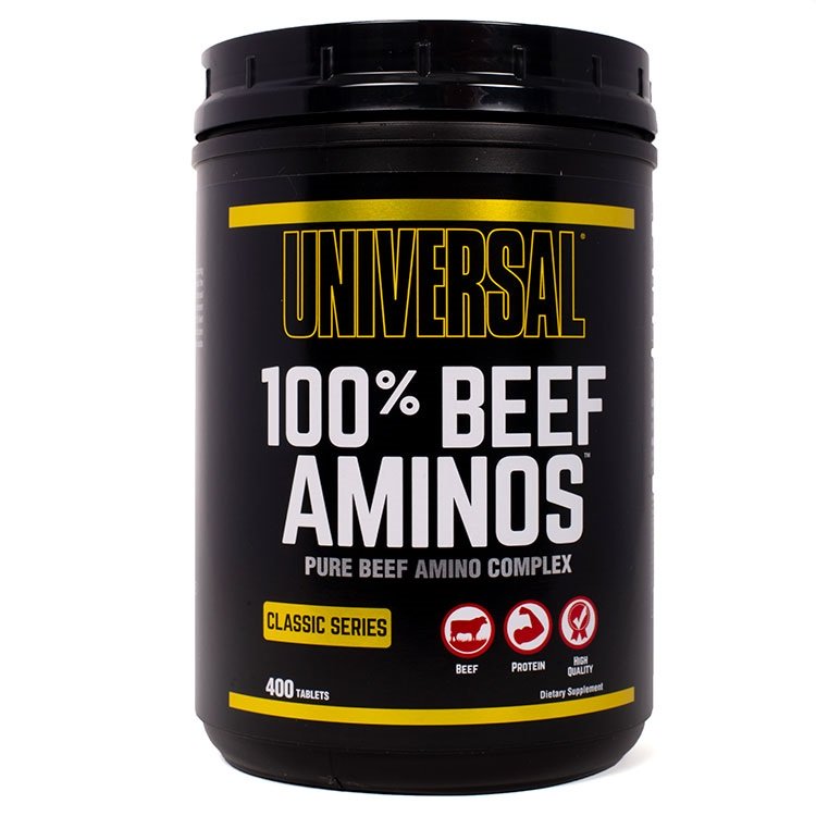 Universal Nutrition 100% Beef Aminos - 400 tablečių, maisto papildas, amino rūgštys