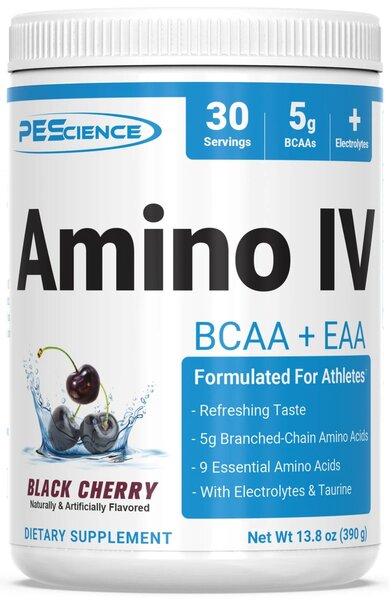 Amino IV, Black Cherry, sporto papildas, BCAA, EAA, 390 g