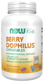 NOW Foods BerryDophilus Kids Chewables - 120 kramtomųjų tablečių