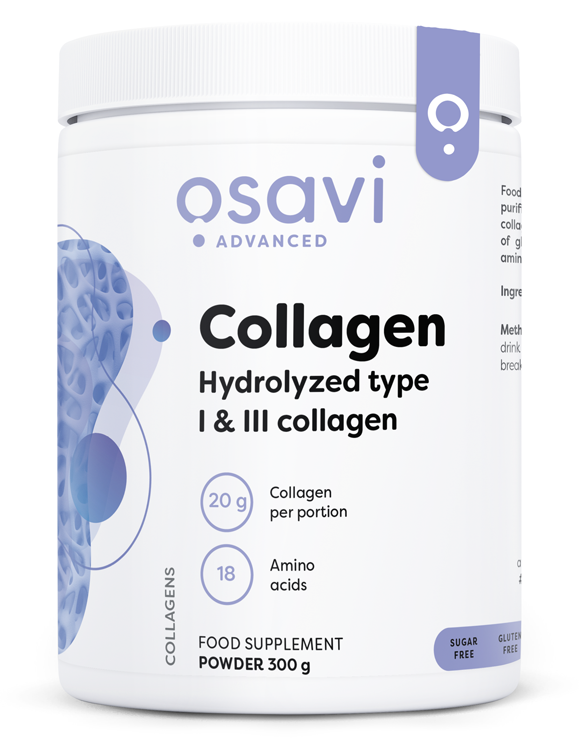 Kolageno maisto papildas Osavi Hydrolyzed Type I & III, be skonio, 300 g