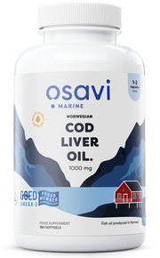 Osavi Norwegian Cod Liver Oil Softgels, 1000mg (Lemon) - 180 kapsulių