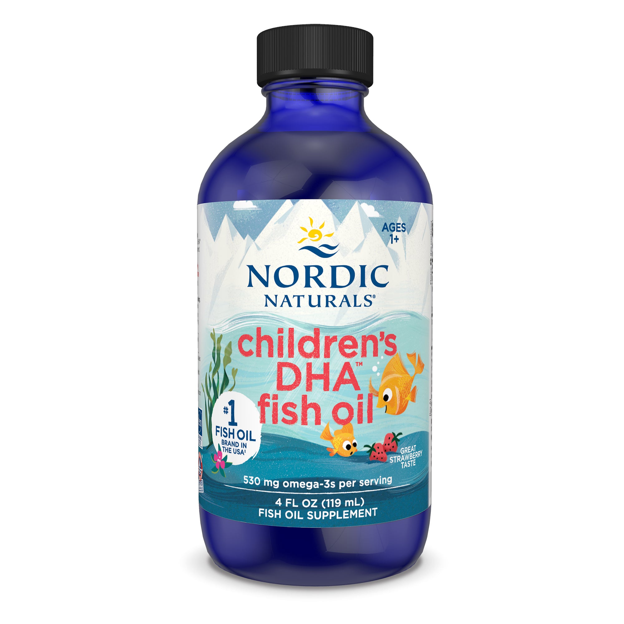 Nordic Naturals lasten DHA, 530 mg Omega-3 Mansikka - 119 ml.