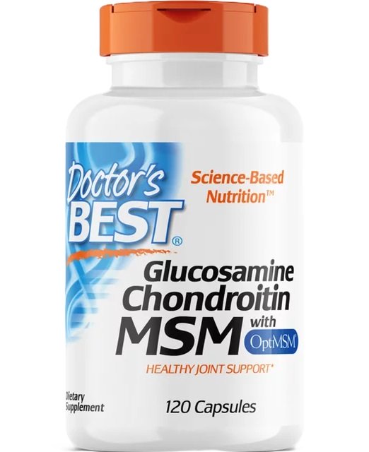 Doctor's Best glukosamiinikondroitiini-MSM OptiMSM:llä - 120 kapselia