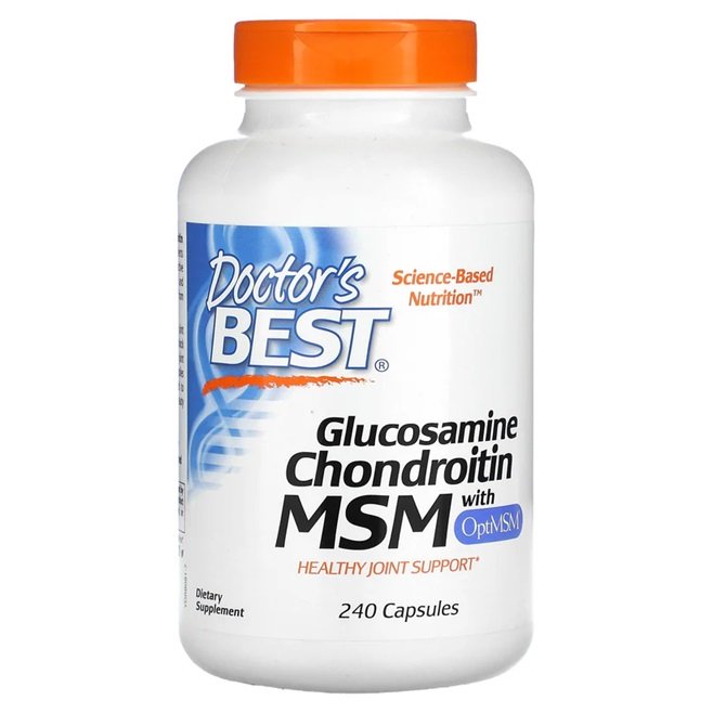 Doctor's Best glukosamiinikondroitiini-MSM OptiMSM:llä - 240 kapselia