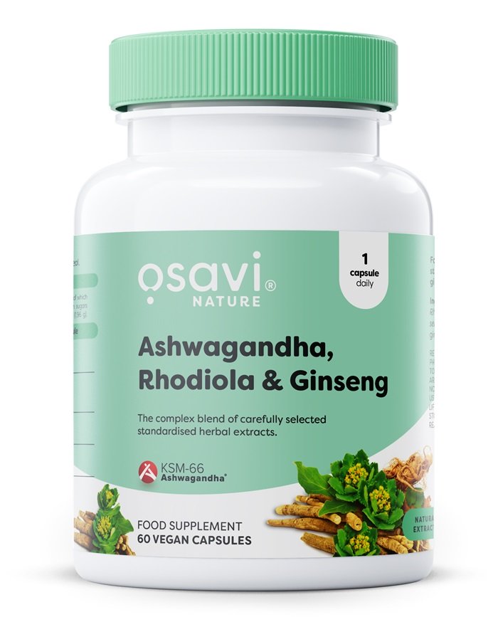 Osavi Ashwagandha + Rhodiola & Ginseng - 60 kapselia
