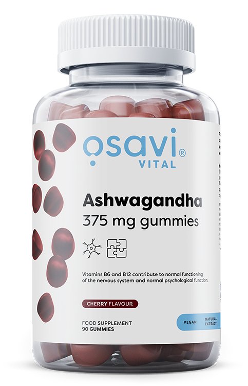 Osavi Ashwagandha 375 mg -karkit, kirsikka - 90 karkkia