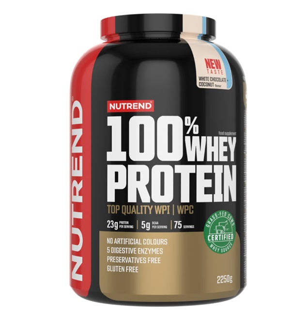 Nutrend 100% Whey Protein, White Chocolate + Coconut - 2250 g maisto papildas