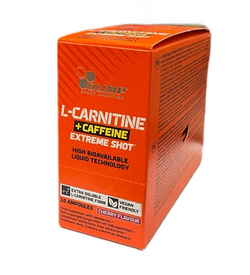 Olimp L-Carnitine + Kofeinas energijos papildas, vyšnių skonis