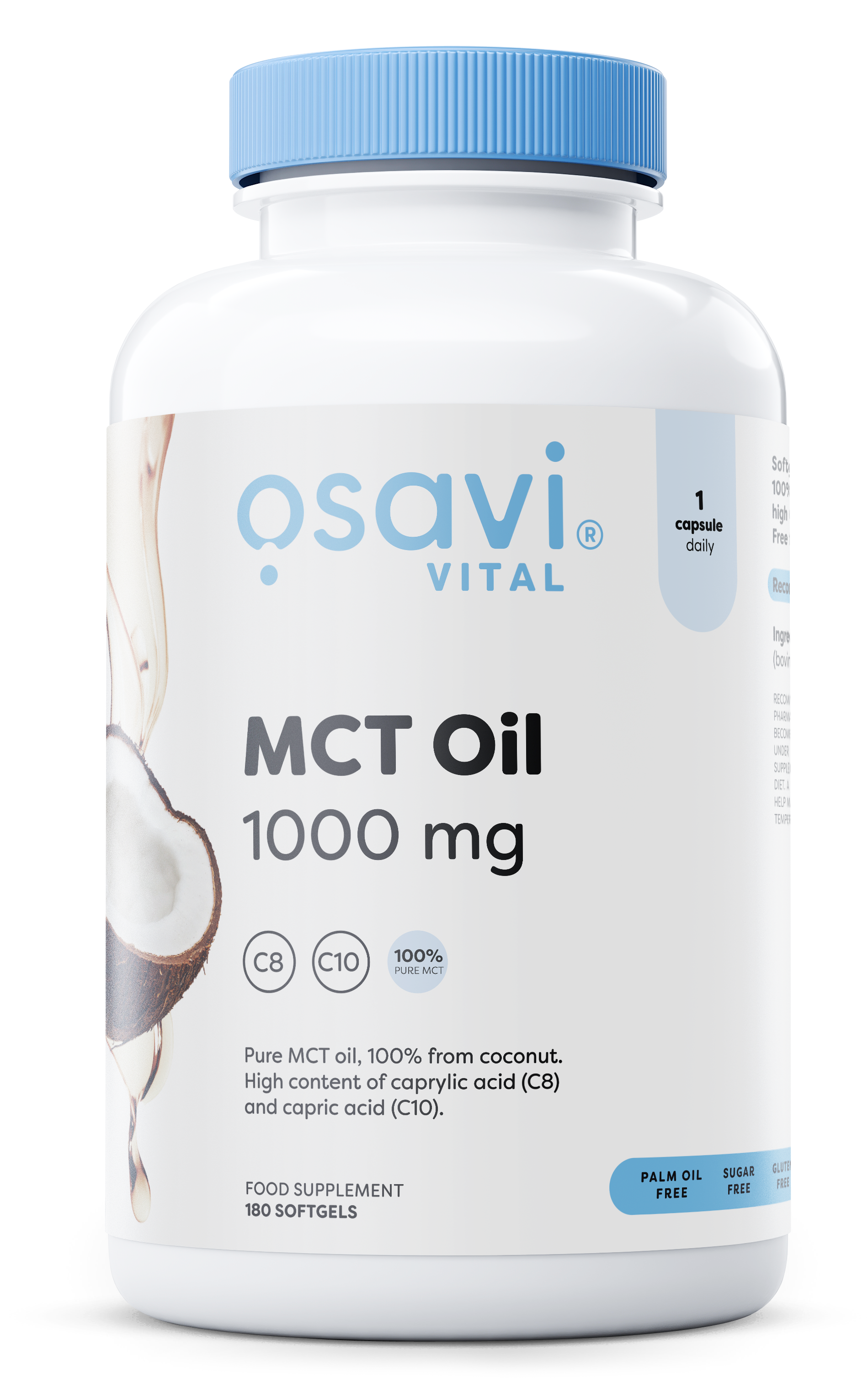 Osavi MCT Oil, 1000mg - 180 kapsulių, maisto papildas, geriamieji aliejai