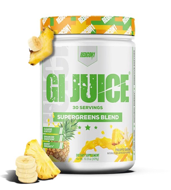 Redcon1 GI Juice Supergreens Blend, ananasų banana, maisto papildas, sveikata ir gerovė