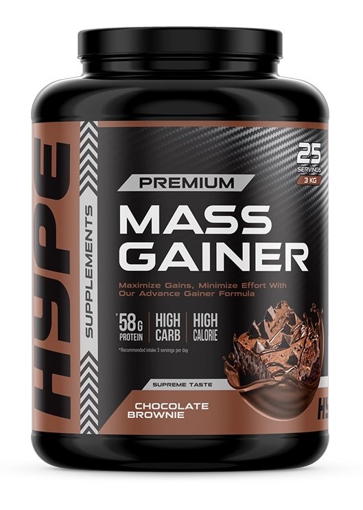 Hype Mass Gainer, Chocolate Brownie - 3000 gramų, maisto papildas, sporto papildas