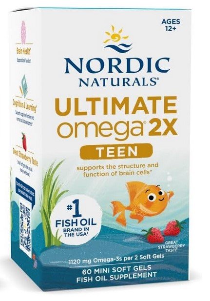 Nordic Naturals Ultimate Omega 2X -kalaöljy TEINI-IKÄISILLE, mansikka - 60 kapselia
