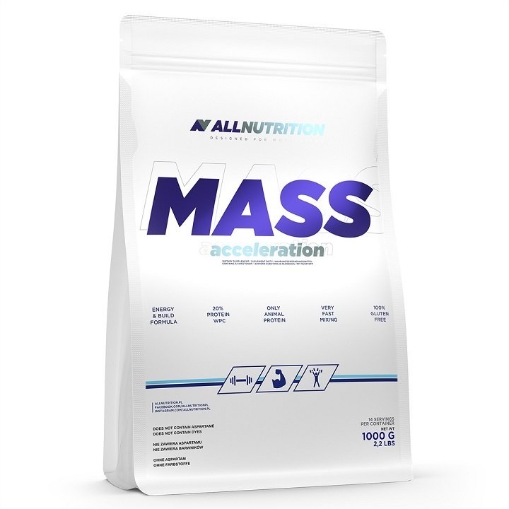 Allnutrition Mass Acceleration, Banana - 1000 gramų sporto papildas