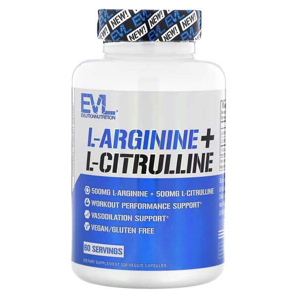 EVLution Nutrition L-Arginine + L-Citrulline kapsulės, sporto papildas