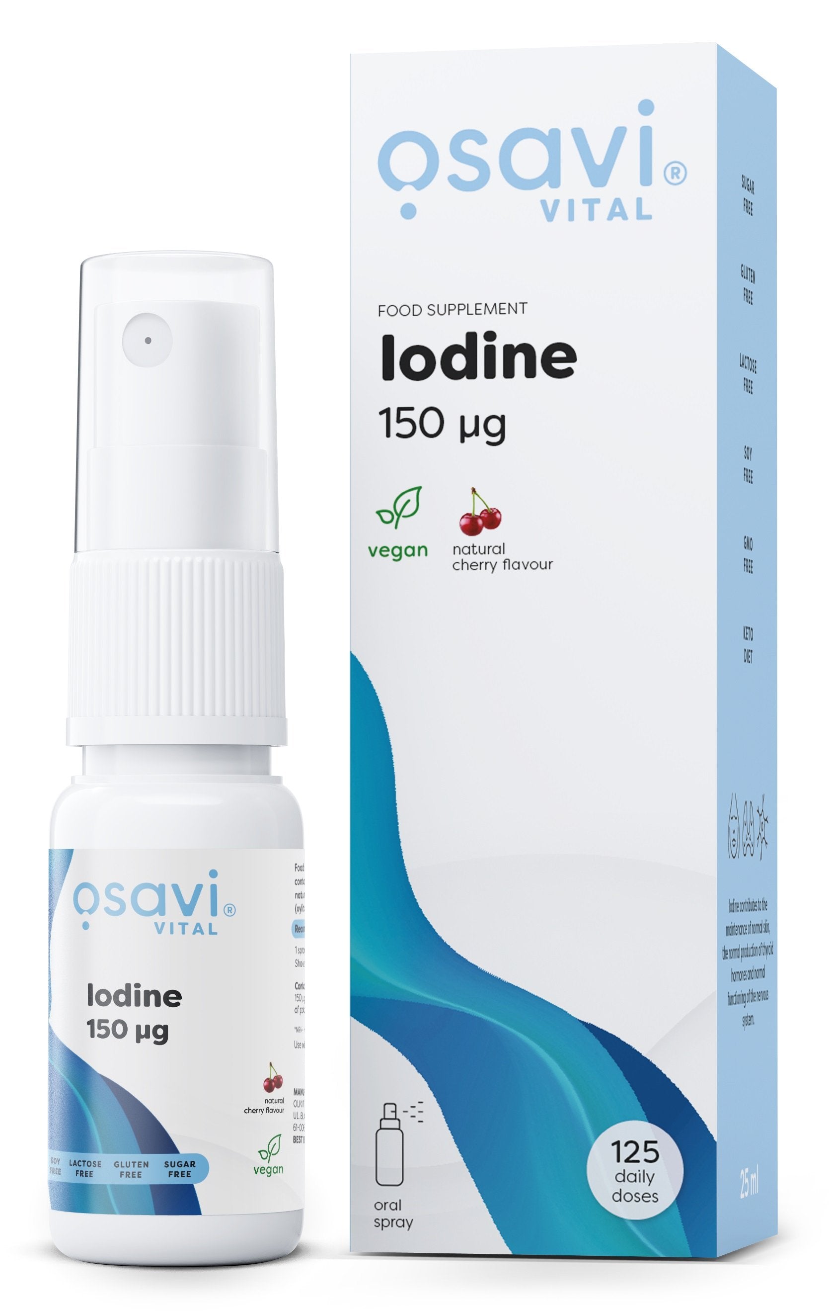 Osavi Iodine Oral Spray, 150mcg, 25ml, vegan, vyšnių skonio