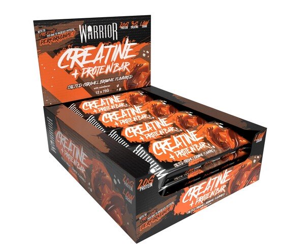 Warrior Creatine + Protein Bar, Salted Caramel Brownie - 12 x 75g