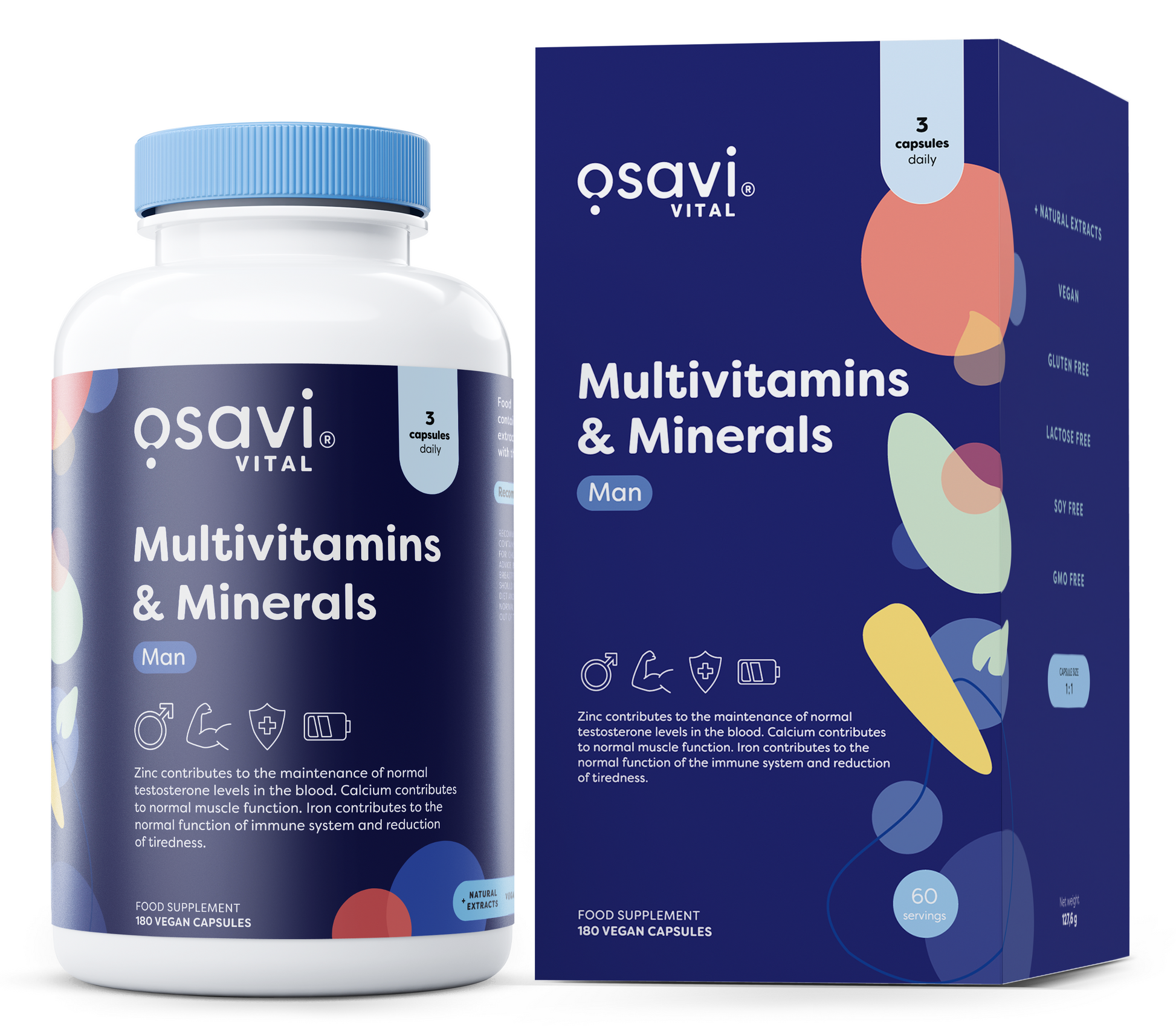 Osavi Multivitaminai ir mineralai kapsulės, maisto papildas vyrams, 180 veganiškų kapsulių