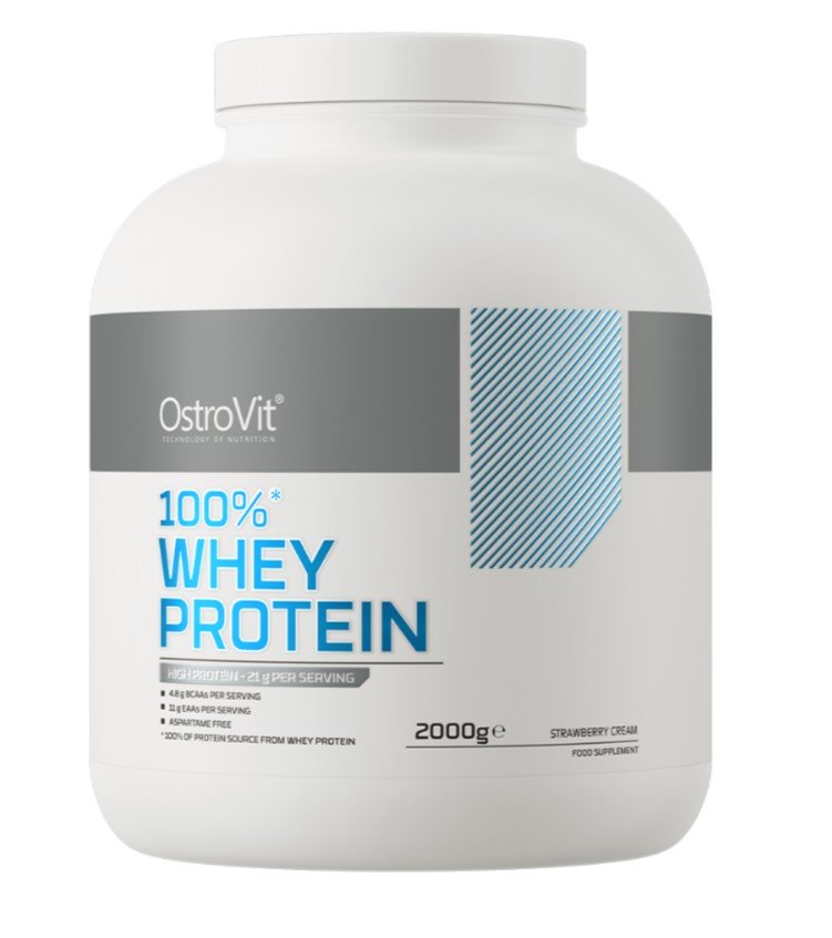 OstroVit 100% heraproteiini, mansikkakerma - 2000 grammaa