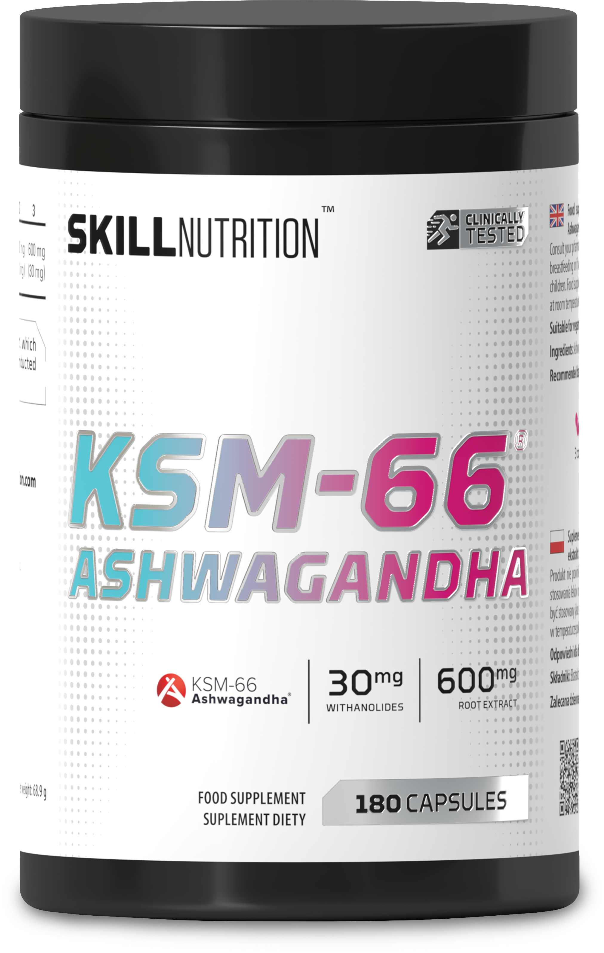 Skill Nutrition KSM-66 Ashwagandha - 180 kapselia
