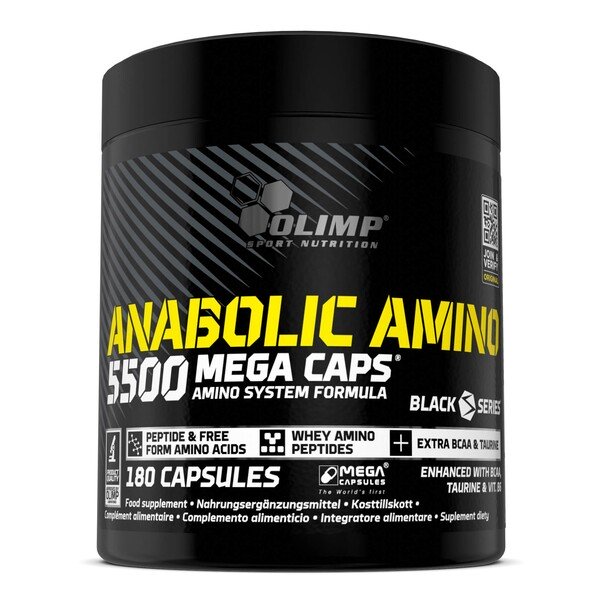 Olimp Nutrition Anabolic Amino 5500, Mega Caps - 180 kapsulių, sporto papildas