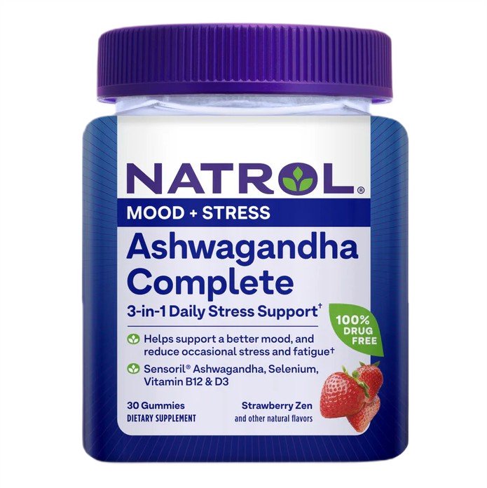 Natrol Ashwagandha Complete, Mansikka Zen - 30 nallekarkkia