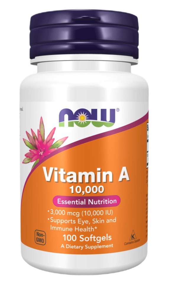 NOW Foods A-vitamiini, 10 000 IU - 100 kapselia