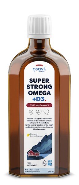 Osavi Super Strong Omega + D3, 3500mg Omega 3, citrinos skoniu, 250 ml