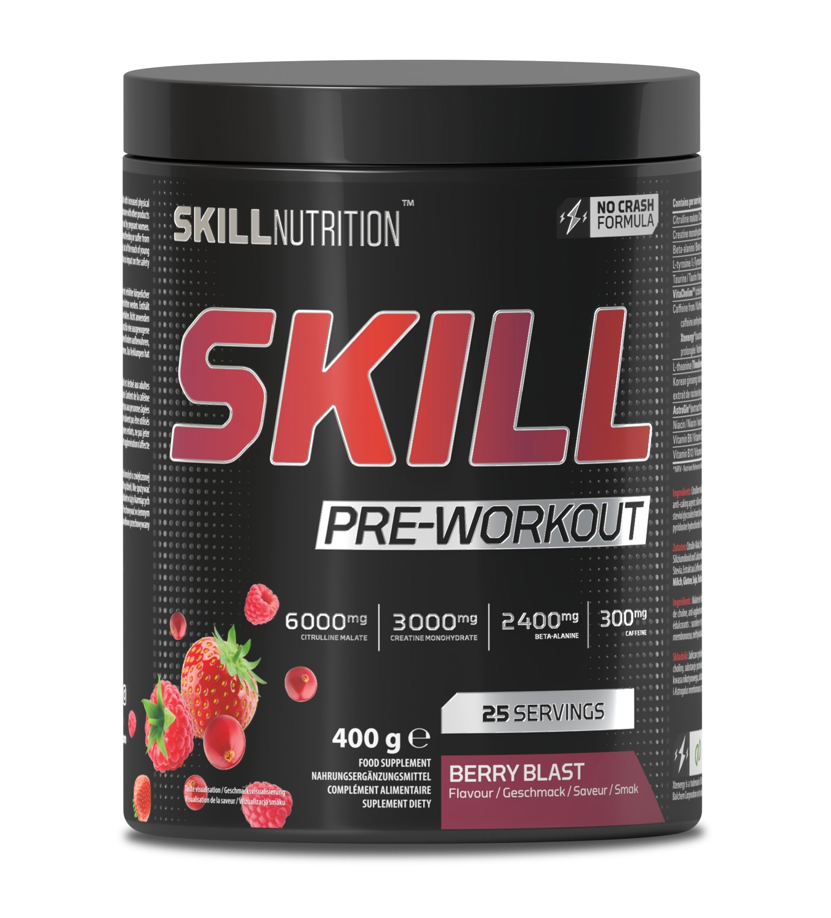 Skill Pre-Workout Berry Blast maisto papildas, sporto papildas, sporto treniruotėms