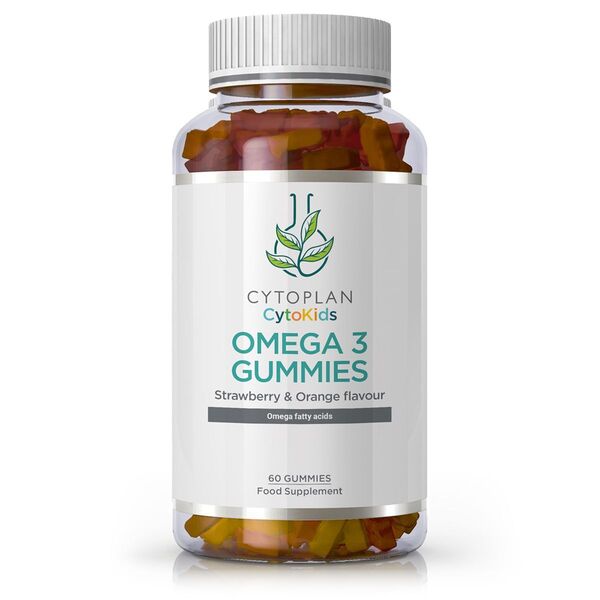 Cytoplan Kid's Omega 3 guminukų, Strawberry & Orange - 60 guminukų, vaikų maisto papildas