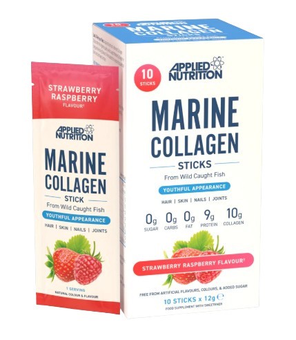 Marine Collagen lazdelės, braškių aviečių skonis, 10 vnt