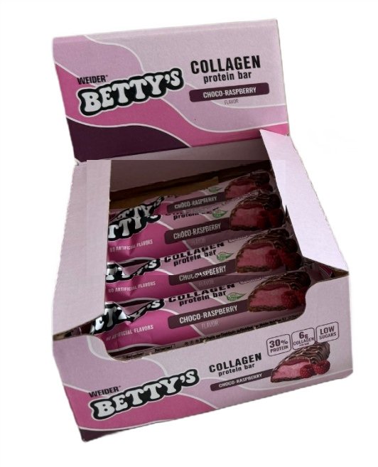 Weider Betty's Collagen Protein Bar, Choco-Vadelma - 12 x 50 g