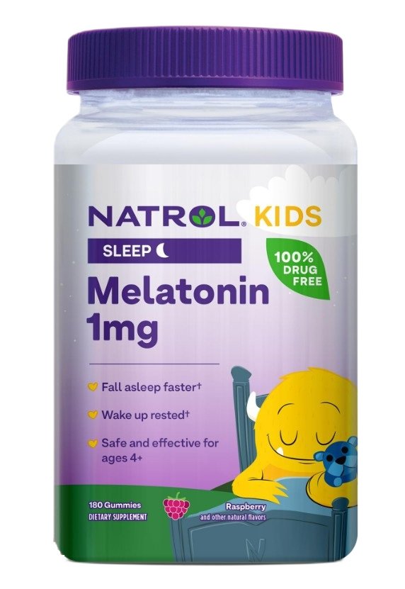 Natrol Kids Melatoniini, 1 mg (Vadelma) - 180 purukumia