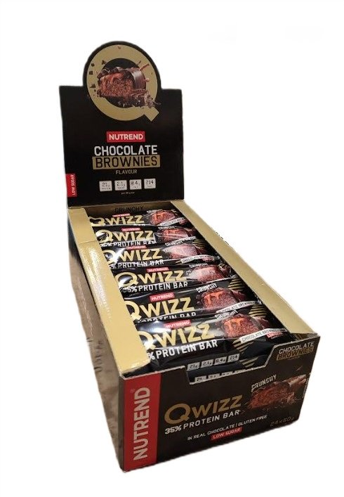 Nutrend Qwizz 35% baltymų batonėlis, šokolado brauniai, 24 vnt.