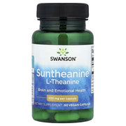 Swanson Suntheanine L-Theanine, 200mg - 60 kapsulių, nervų sistemai, maisto papildas