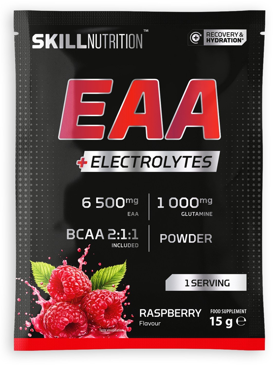 Skill Nutrition EAA + elektrolyytit, vadelma - 15 grammaa (1 annos)