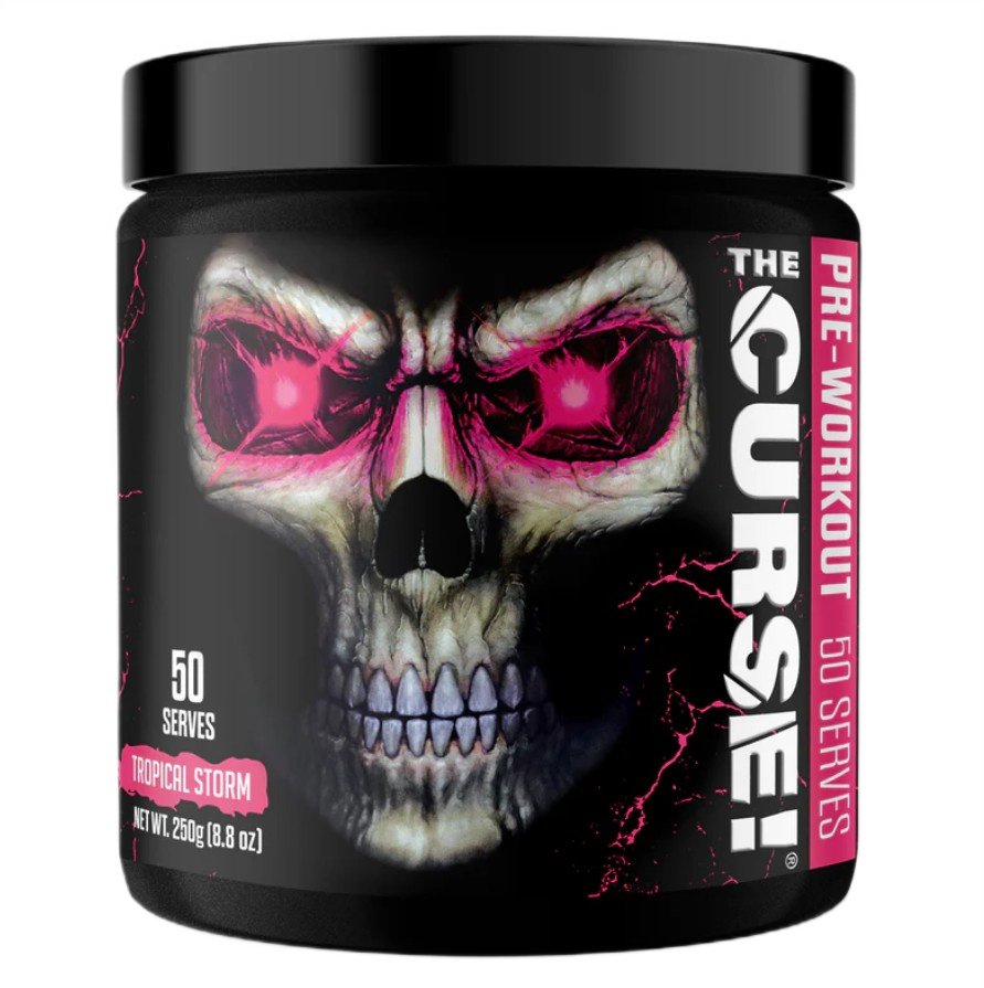 Pre-workout papildas, juodas indelis, kaukolės dizainas