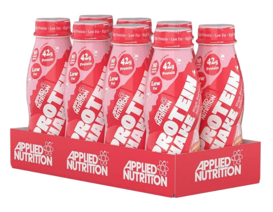 Applied Nutrition proteiinijuoma, mansikat ja kerma (EAN 05056555200490) - 8 x 500 ml.