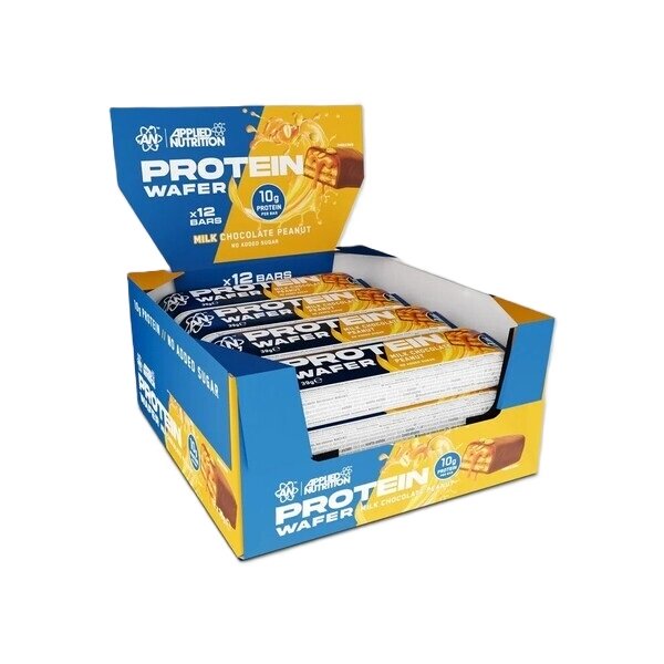 Maisto papildas Protein Wafer, pieno šokoladas žemės riešutais, 12 vnt., sporto užkandis